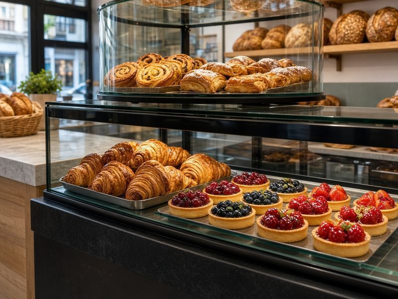 Pastry case at Atlaspath Atelier